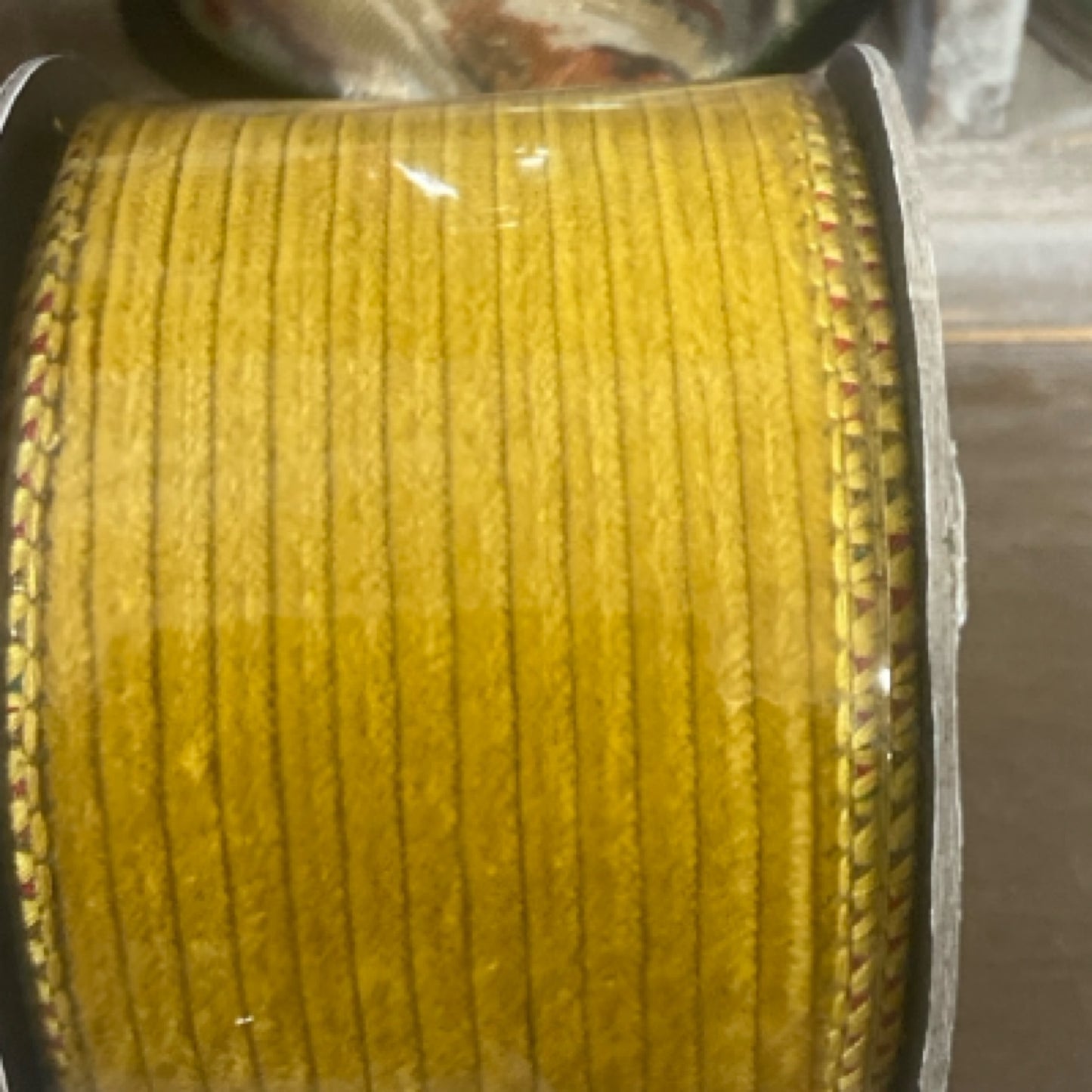 87-0773 2.5x 5yards corduroy plaid black mustard ribbon