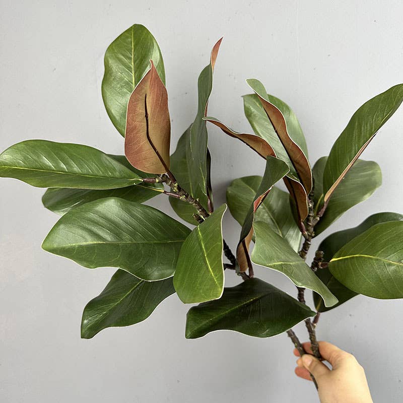 22''T Nature Touch Faux Magnolia Leaf Branch, Indoor/Ourdoor: Yellow