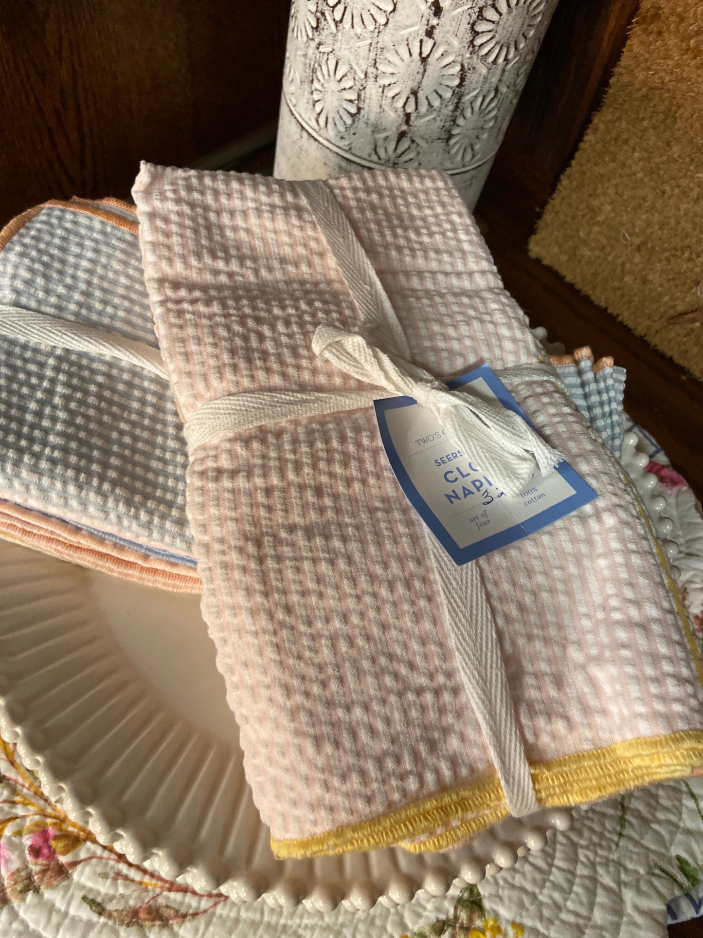 54258 Seersucker Napkins set 4